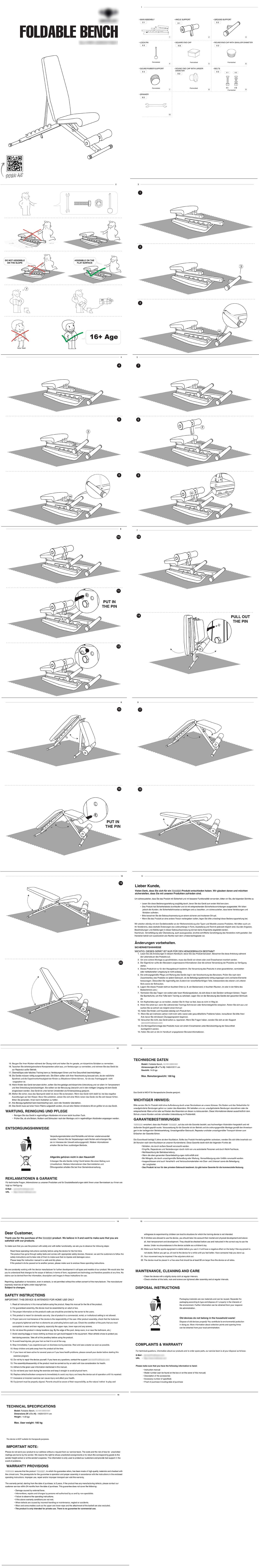 Faltbare Bank Benutzerhandbuch