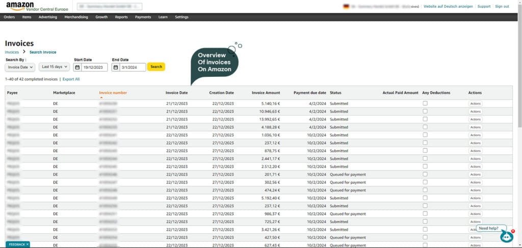 Amazon Invoice Management - Blueberrysoft
